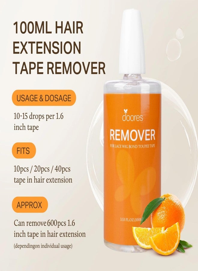 DOORES Tape in Extension Remover, 100ml Fast Acting Tape in Remover Lace Wig Glue Tape-ins Extensions, Lace Glue Adhesive Removes Natural Ingredients Easy to Clean (Kumquat Flavor) - Image 2